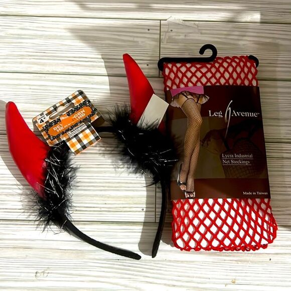 Devil Accessories Fishnets Horns - Picture 1 of 3